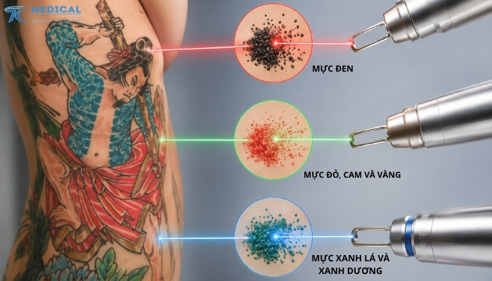 Mỗi màu mực sẽ hấp thụ một bước sóng khác nhau